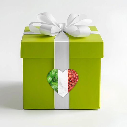 Basil White Marble en Tomaat Italiaanse Vlag Hart Sticker