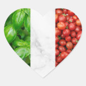 Basil White Marble en Tomaat Italiaanse Vlag Hart Sticker (Voorkant)