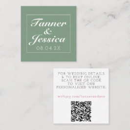 Basil & White Minimalist Wedding Details Kaart Vierkante Visitekaartje