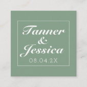 Basil & White Minimalist Wedding Details Kaart Vierkante Visitekaartje (Voorkant)