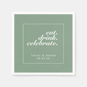 Basil & White Modern Minimalist Wedding Servet
