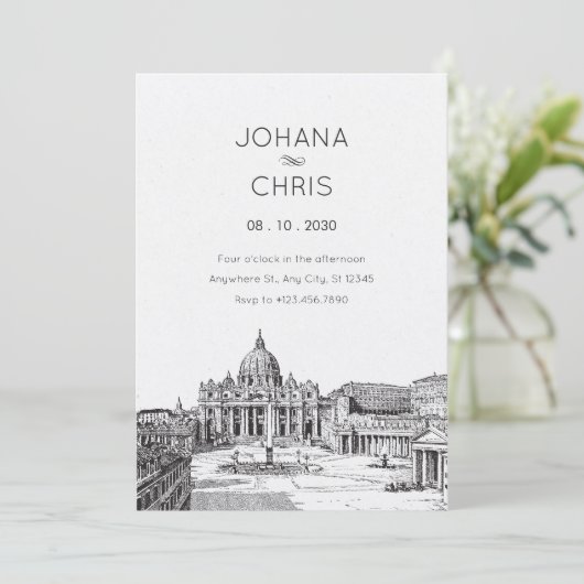 Basilica kathedraal bruiloft Kaart (Staand voorkant)