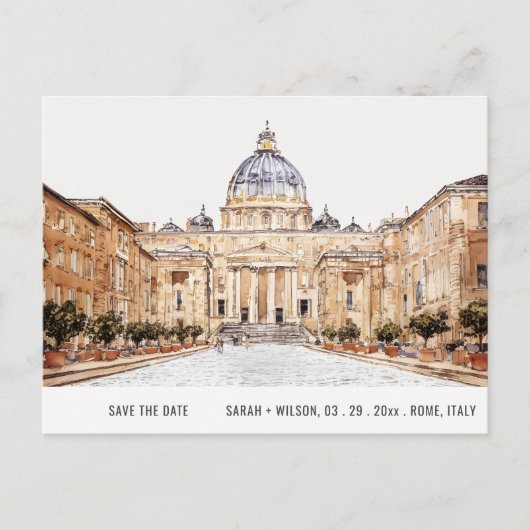 Basilica Rome Italië Waterverf sparen datum Briefkaart (Voorkant)