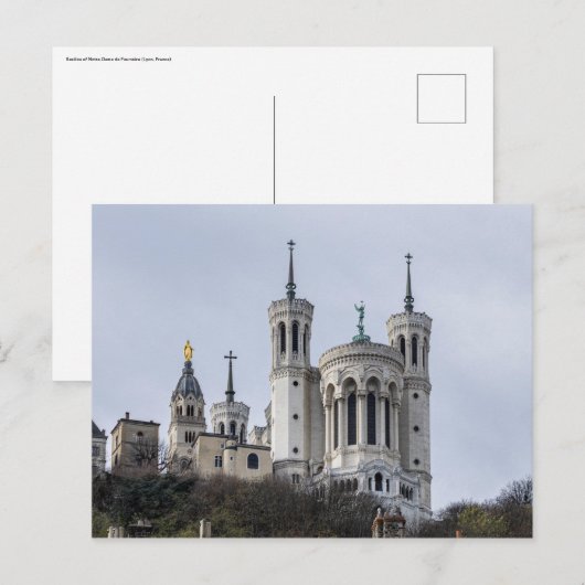 Basilica van het briefkaart Notre-Dame de Fourvièr (Voorkant / Achterkant)