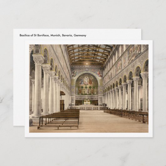 Basilica van St. Boniface, München, Beieren, Duits Briefkaart (Voorkant / Achterkant)