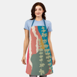 Basilicum Abstracte artistieke moderne kleurenblok Schort