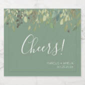 Basilicum & Eucalyptus Bruiloft Mousserende Wijn L Sparkling Wijnetiket (Enkel label)