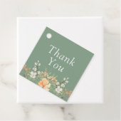 Basilicum, Perzik en Witte Floral Wedding Bedankjes Labels (In situ)