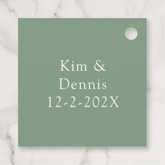 Basilicum, Perzik en Witte Floral Wedding Bedankjes Labels (Achterkant)