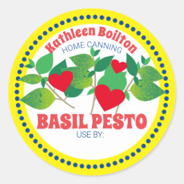 Basilicum pesto harten italiaans thuis inblikken ronde sticker