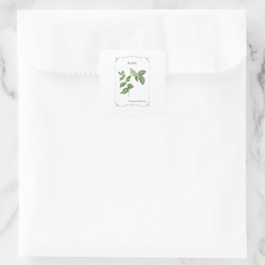 Basilicum - vierkante sticker (Tas)