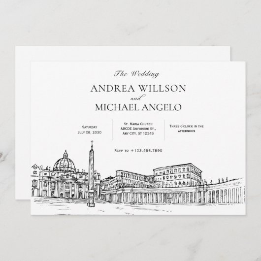 Basiliek St. Peter kathedraal bruiloft Kaart (Voorkant / Achterkant)