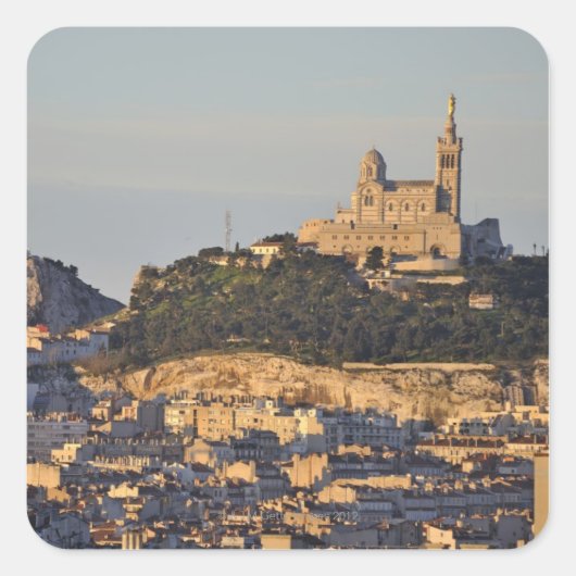 Basiliek van de Notre Dame de la Garde Vierkante Sticker (Voorkant)