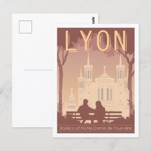 Basiliek van de Notre Dame Lyon Beroemde Reisplaat Briefkaart