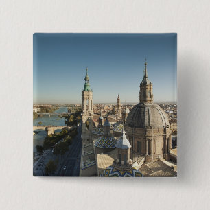 Basiliek van Onze-Lieve-Vrouw van de Pilaar Vierkante Button 5,1 Cm