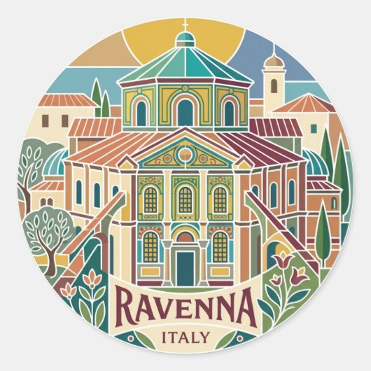 Basiliek van San Vitale Italië Ronde Sticker (Voorkant)