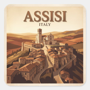 Basiliek van Sint-Franciscus van Assisi Italië Vierkante Sticker