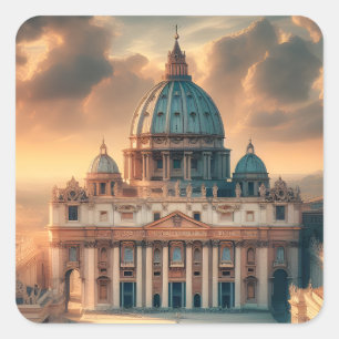Basiliek van Sint-Pieter Italië Europa Reizen Vierkante Sticker