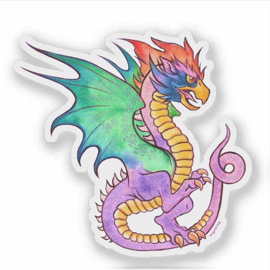 Basilisk Magenta middeleeuwse Sticker (Voorkant)
