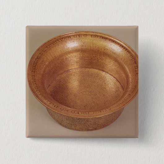 Basin, versierd met geometrische patronen vierkante button 5,1 cm (Voorkant)