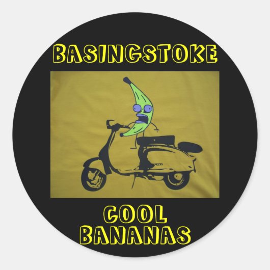 BASINGSTOKE COOL BANANAS RONDE STICKER (Voorkant)