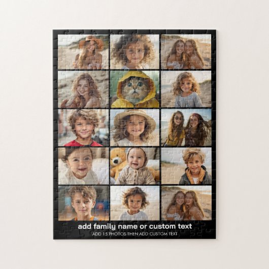 Basis 15 foto collage raster met moderne tekst legpuzzel (Verticaal)