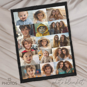 Basis 15 foto-collageraster fleece deken