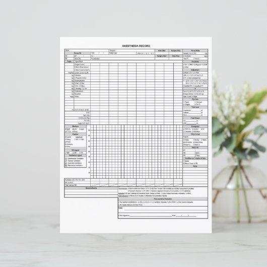 Basis anesthesieverslag (Staand voorkant)