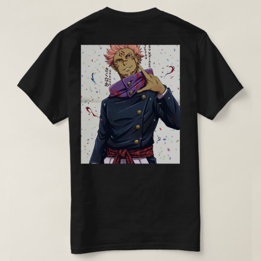 Basis anime print t-shirt (Design achterkant)