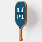 Basis Blauw Monogram Naam + Initiaal Pickleball Paddle (Links)