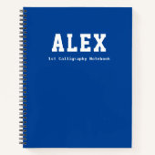 Basis Blauw Persoonlijk Kindergarten Calligrafie Notitieboek (Voorkant)