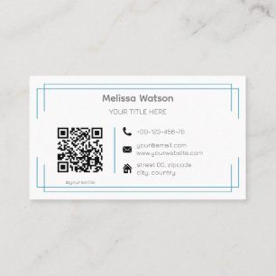 Basis blauw wit QR code eenvoudig Visitekaartje