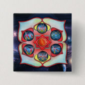 Basis Chakra Vierkante Button 5,1 Cm (Voorkant)