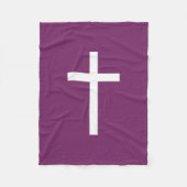 Basis Christelijk kruisbeeld Witte Paars Fleece Deken (Voorkant)