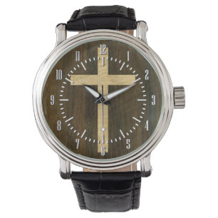 Basis Christelijk kruishout Horloge