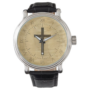 Basis Christelijk kruishout Horloge