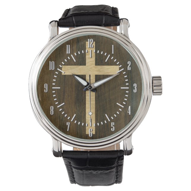 Basis Christelijk kruishout — Veneer Maple Rosewoo Horloge (Voorkant)