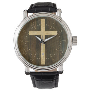 Basis Christelijk kruishout — Veneer Maple Rosewoo Horloge