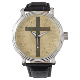 Basis Christelijk kruishout — Veneer Maple Rosewoo Horloge