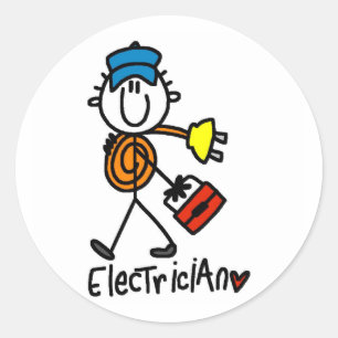 Basis-elektricienoverhemden en -cadeaus ronde sticker