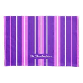 Basis- en Eenvoudige Paarse witte en roze strepen Kussensloop