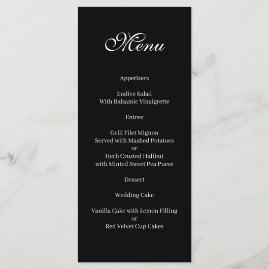 Basis en Elegant zwart en wit Menu (Voorkant)