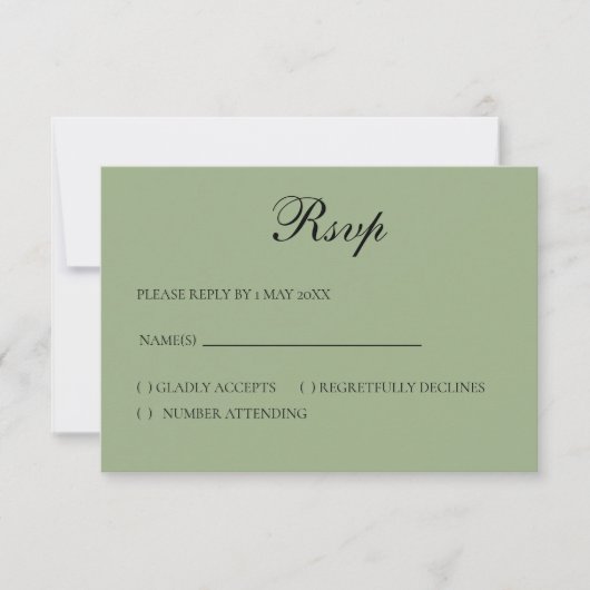 Basis en Elegante RSVP kaart (Voorkant)