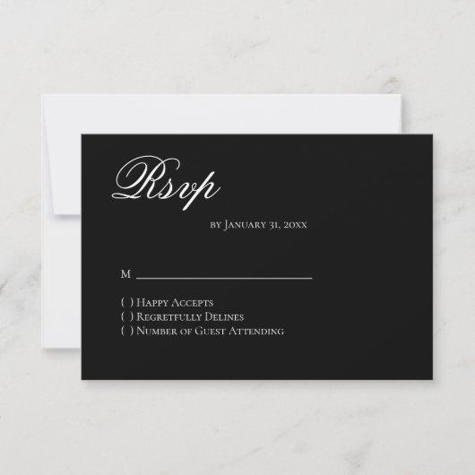Basis en Elegante RSVP Kaart (Voorkant)