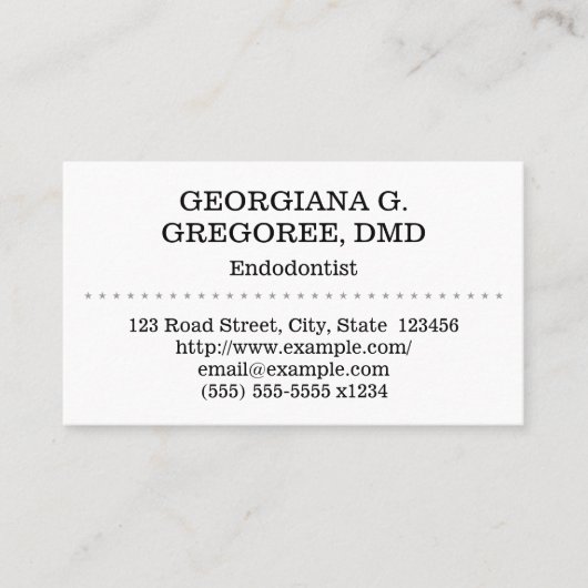 Basis- en low-Key Endodontist-Visitekaartje Visitekaartje (Voorkant)