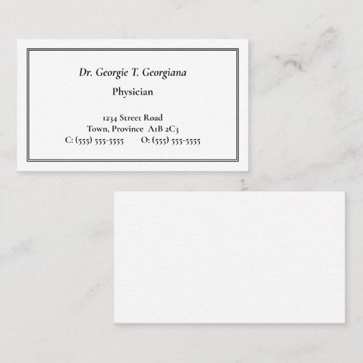 Basis- en minimale Visitekaartje (Voorkant / Achterkant)