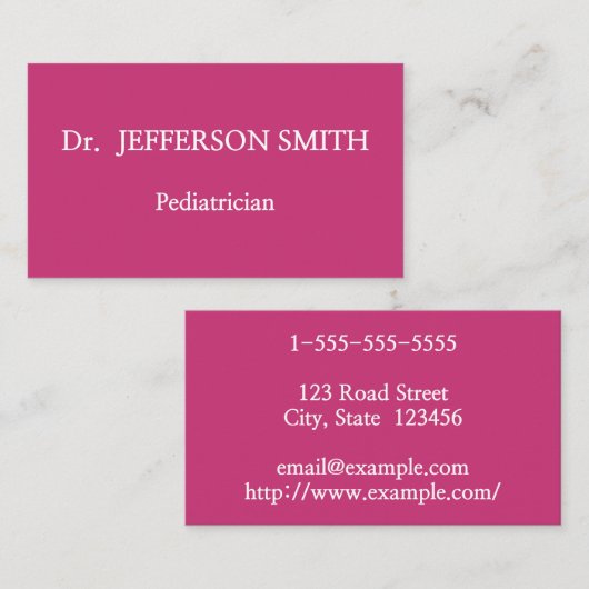 Basis- en pediatrisch Visitekaartje (Voorkant / Achterkant)