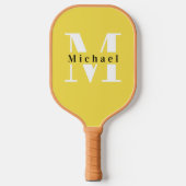 Basis Geel Monogram Naam + Initiaal Pickleball Paddle (Voorkant)