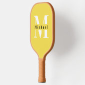 Basis Geel Monogram Naam + Initiaal Pickleball Paddle (Links)