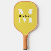Basis Geel Monogram Naam + Initiaal Pickleball Paddle (Achterkant)